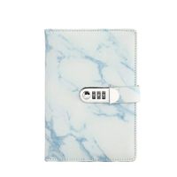 Whiidoom Marble Journal Writing Notebooks with Combination Lock Personal Travel Diary Office Notepad (Blue)