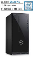 Dell Inspiron Business Desktop, Intel Core i5-7400 3.00GHz Processor (6MB Cache, Up to 3.50GHz), Intel HD Graphics 630, 12GB Memory, 512GB SSD + 1TB HDD, Windows 10 Pro, Black