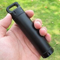 Yoyorule New Large Aluminum Pill Box Case Bottle Holder Outdoor Container Keyring 13X5.11cm (Black)