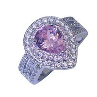 Slendima Romantic Waterdrop Shape Pink Rhinestone Finger Ring Women Engagement Bridal Jewelry Pink US 10