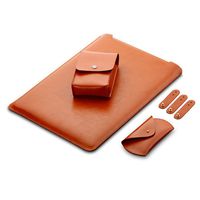 ELEOPTION Portable 4 in 1 Businiss Macbook Laptop Sleeve, Waterproof Soft Leather Macbook Sleeve With Mouse Bag & Charger Case as Macbook Messenger Bag (For Macbook Air 11.6 inch, Brown)