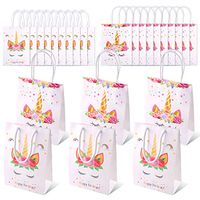 Swpeet 20Pcs Unicorn Paper Gift Wraping Bags Kit, Paper Goodie Bag Glitter Treat Gift Bags for Unicorn Birthday Party Birthday Baby Shower Wedding Gift Bag