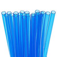 20 Short Reusable Plastic Straws Medium Width + Sturdy Cleaning Brush - For Cocktails, Small Glasses or Cups, and Kids Drinks - Blue Value Pack - BPA PFOA Free