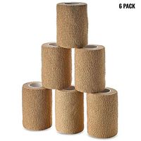 Self Adherent Wrap - Bulk Pack of 6, Athletic Tape Rolls and Sports Wraps, Self Cohesive Non-Woven Adhesive Bandage (3 in x 5 Yards) FDA Approved for Ankle Sprains & Swelling