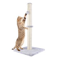 Dimaka 29" Tall Cat Scratching Post, Claw Scratcher with Sisal Rope and Covered with Soft Smooth Plush, Vertical Scratch [Full Strectch], Modern Design 29 Inches Height (Grey)