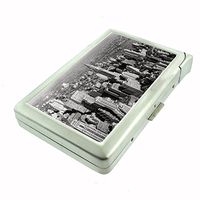 Perfection In Style Metal Cigarette Case with Built in Lighter Vintage New York Design 005