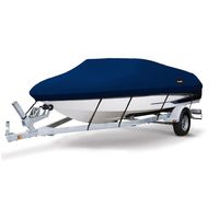 MSC Heavy Duty 600D Marine Grade Polyester Canvas Trailerable Waterproof Boat Cover,Fits V-Hull,Tri-Hull, Runabout Boat Cover (Navy, Model C - Length:16'-18.5' Beam Width: up to 94")