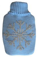 Warm Tradition Silver Snowflake Knit Covered Hot Water Bottle - Bottle Made in Germany