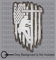 Firehouse Graphics Camouflage American Flag Lineman Linesman Power line Technician Vinyl Sticker Decal Distress Pledge of Allegiance Powerline line Powerpole Pole (20", Nonreflective)