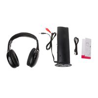 MANGKE 5 in 1 Hi-Fi Wireless Headset Plastic Headphone Earphone for TV DVD MP3 PC New (BK)