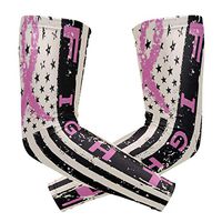 Pink Breast Cancer US Flag Arm Sleeves Elbow Support Combat UV Protection for Men Women Running Golf Cycling 1 Pair
