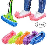 10 PCS 5 Pairs Dust Duster Mop Slippers Shoes Cover, Multi Function Washable Microfiber Foot Socks Floor Cleaning Shoes Cover for House Kitchen Office