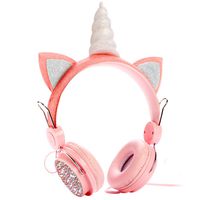 Kids Headphones Girls Boys, Wired Cute Unicorn Headphones with 3.5mm Jack for School Travel Christmas Cellphones Computer (Pink Unicorn)