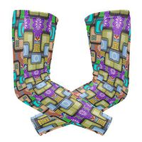 Unisex Arm Sleeve Colorful Floral Greek Geometric UV Protection Arm Compression Sleeve Skin Protection Sport Arm Cooler Sleeve for Running Hiking Jogging Motorcycling Climbing Camping