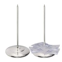 Restaurant Receipt Holder, Stainless Steel Check Spindle with 3.2 Inch Round Base, Desk Straight Rod 6.3 Inch Long for Bill Fork Stick and Paper Memo Holder Spike, 2 Pcs