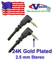 3 Pcs/Pack, 1.5ft stereo cable, 24k 2.5mm stereo patch cable - angled male to male