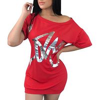 Ros1ock Womens Summer Halter Deep V Neck Sexy Patchwork Mini Short Dresses Red