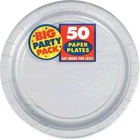 amscan Big Party Pack 100 Count Paper Dessert Plates, 7-Inch, Silver