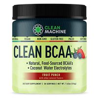 Clean BCAA - Natural Food Sourced Vegan BCAAs & Organic Coconut Water Electrolytes - Award Winning Vegan Amino Acid Supplement - Fruit Punch - 216g