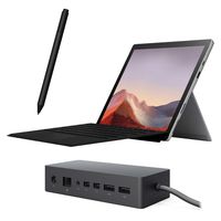 Microsoft Surface Pro 7 2 in 1 Touchscreen PC Tablet 12.3" 2736x1824, 10th Gen i5, 8GB RAM, 128GB SSD, 4 Core up to 3.70 GHz, USB-C, Backlit, Webcam, Win 10 w/Black Type Cover, Pen and Dock