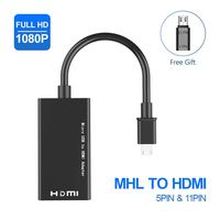MHL Micro USB to HDMI Cable Adapter, MHL to HDMI 1080P Video Graphic Converter, Cable Adapter with Video Audio Output for Android Smart Phones & Tablets with MHL Function (Black)