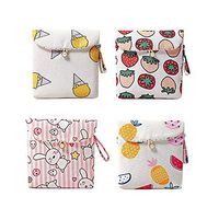 Women Portable Sanitary Napkins Bag Menstrual Cup Pouch Teen Girls Cute Nursing Pad Holder Washable Organizer Bag(4 Pack)