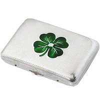 Exquisite Four Leaf Clover Cigarette Case Copper Cig Holder Box
