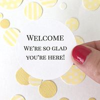 Sweet Thymes 40 Wedding Welcome Sticker | So Glad You're Here Wedding Welcome Circle Label Round Favor Gift Bag Seal Cards Envelope Package Candy