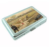 Perfection In Style Metal Silver Cigarette Case Vintage Baseball Design 007