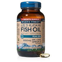 Wiley’s Finest Peak EPA 1000mg EPA + DHA Omega-3 Per Softgel - High Potency Wild Alaskan Fish Oil IFOS Certified Fish Gelatin Capsules 120 Count