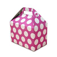 White Dot On Hot Pink Gable Boxes 8" X 4-7/8" X 5 1/4" | Quantity: 100 Width 4 7/8