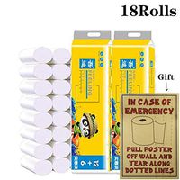 18 Rolls Toilet Paper 4-Ply Home Kitchen Paper Towels Bathroom White Soft Roll Tissue Paper Towels Bulk Hand Towels Toilet Paper Toilet Roll Tissue + A funny sticker