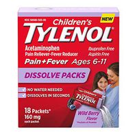 Children's Tylenol Dissolve Powder Packets with 160 mg Acetaminophen, Wild Berry, 18 ct