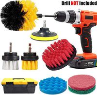 GOH DODD Drill Brush and Scrub Pads,11 PCS Variety Power Scrubber Cleaning Kit with Long Reach Attachment in Tool Box For Bathroom Shower Scrubbing, Carpet Cleaning, Grout Scrubbing, and Tile Cleaning
