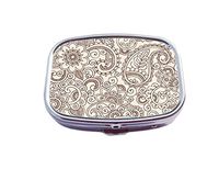 Paisley And Floral Pattern3 Custom Rectangle Pill Box Medicine Tablet Holder Organizer Case for Pocket or Purse