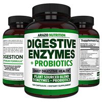 Digestive Enzymes with Probiotics - Multi Enzyme Nutritional Supplement - Acidophilus Bromelain Papaya Papain Lipase & Lactase - Improve Digestion - 120 Pills - Arazo Nutrition
