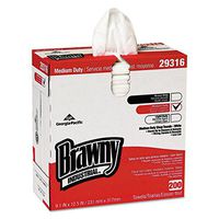 Georgia Pacific 29316 Brawny Industrial Lightweight Shop Towel, 9 1/10-Inch x 12 1/2-Inch, White, 200/Box