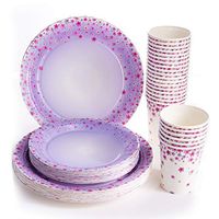 Floral Party Supplies (Serves 24), Disposable Dinner Paper Plates, Paper Cups, Dessert Plates, Tableware Sets for Baby Shower Birthday Party Wedding