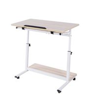 SogesPower 31.5 inches Mobile Laptop Desk Tilted Desktop Adjustable Side Table Computer Stand for Bed Sofa, White Maple