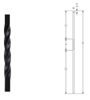 Hollow Metal Steel Stair Baluster Spindle Single Twist 1/2" X 44" (Box of 10)(Satin Black)