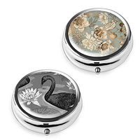 Pill Box Set of 2 - Lizimandu Compact 3 Compartment Medicine Case, Pill Box for Pocket or Purse (Animals)