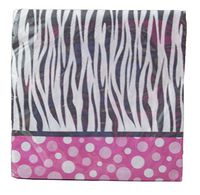 Pink Polka Dot Zebra Print Paper Plates & Napkin Set (Beverage Napkins)