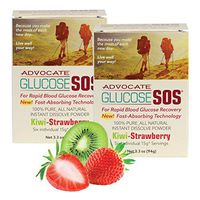 Glucose SOS - Glucose Powder for Low Blood Sugar, Instant Dissolve, Fast Absorbing, All Natural Dextrose (2 Pack, Kiwi-Strawberry)