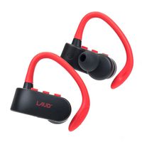 Laud True Wireless Sport Earbuds with Mic + Free Ear Buds + Storage Case - Truly Cordless Noise Cancelling Bluetooth Earphones w/Stereo - Sweatproof in-Ear Headphones for iPhone, Galaxy Note 9 (Red)