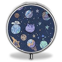 Custom Wanchang Pill Case, Universe Round Compact 3 Metal Portable Pill Container for Daily Use