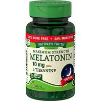 Nature's Truth Maximum Strength Melatonin 10 mg Plus L-Theanine Capsules, 72 Count