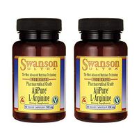 Swanson Amino Acid Ajipure L-Arginine Pharmaceutical Grade 500 Milligrams 60 Veg Capsules (2 Pack)
