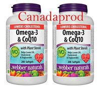 Webber Naturals Omega-3 & CoQ10 with Plant Sterols 200softgels X 2(2 Bottles)