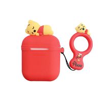 UR Sunshine AirPods Case, Super Cute Funny Lying Cartoon Animal Soft Silicone Case Cover Protective Skin for AirPods1/AirPods 2+Ring Lanyard-Yellow Bear