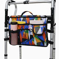 MDSTOP Walker Attachments Bag (Double-Sided) with Cup Holder for Folding Walker Hanging Pouch for Walkers Adult Folding Walker Accessories for Seniors or Elderly (Multi-Color, 16" x 11")